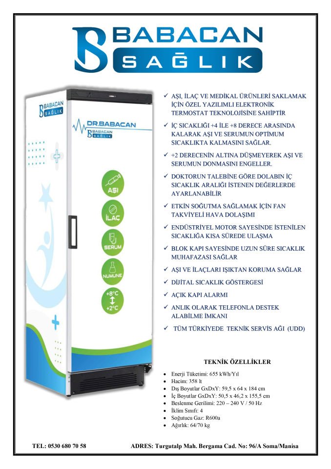 AŞI VE İLAÇ DOLABI BLOK KAPILI DR. BABACAN