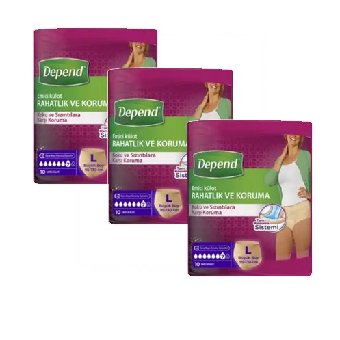 Depend Kadın Emici Külot Bez L 3x10'lu Paket 30 Adet