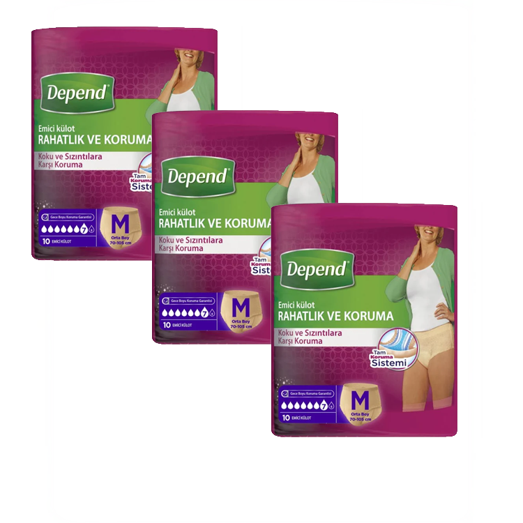 Depend Kadın Emici Külot Bez M 3x10'lu Paket 30 Adet