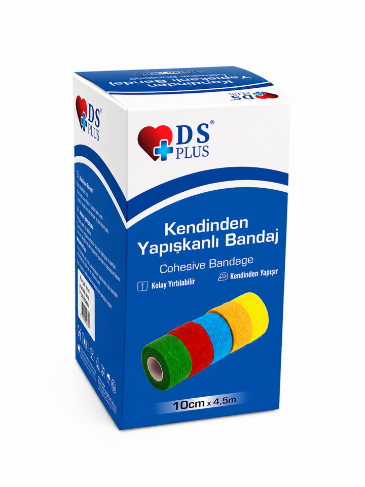 DS Plus Mavi Koban Bandaj 10 CM x 4,5 MT Koheziv Elastik Bandaj