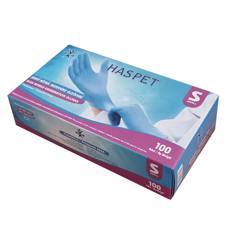 Haspet Mavi Nitril Eldiven S