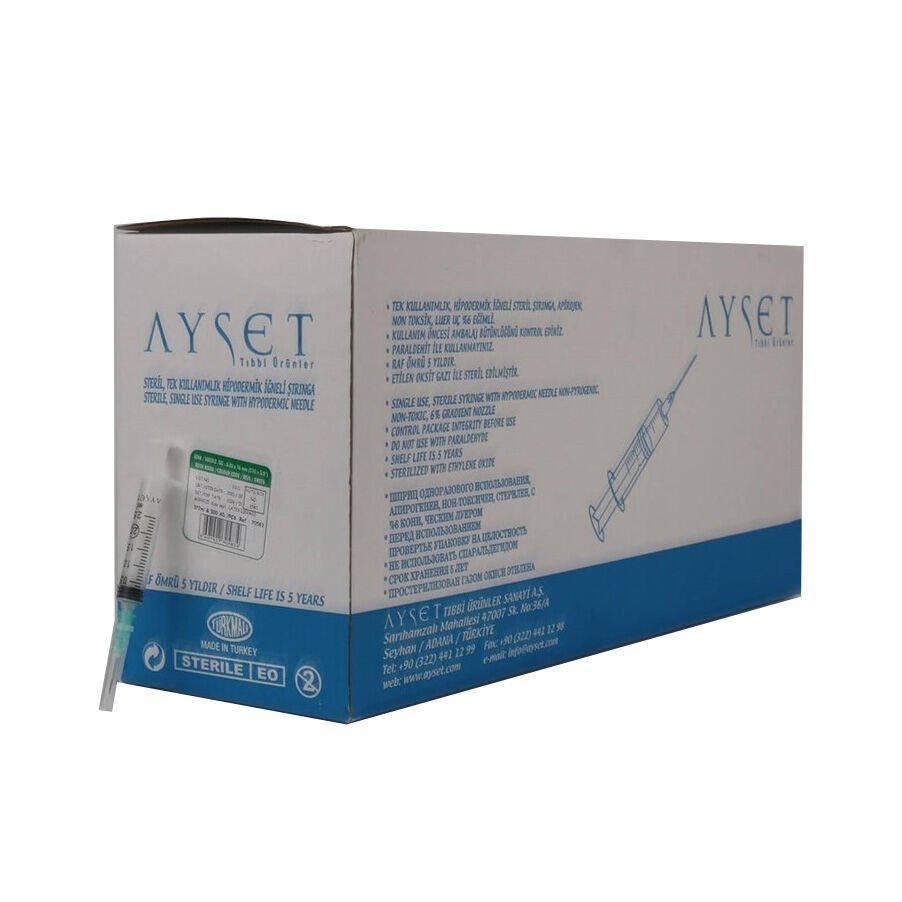Ayset 2 cc Yeşil İğneli Enjektör 300'lü Kutu