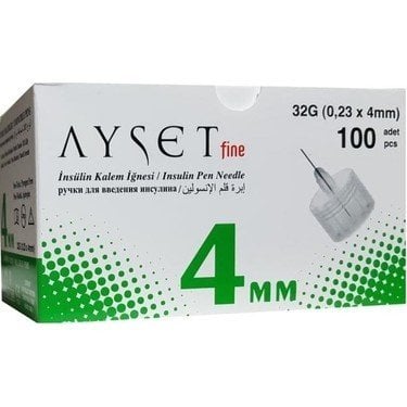 Ayset Fine 32G 0,23 x 4 mm İnsülin Kalem İğnesi 100 Adet
