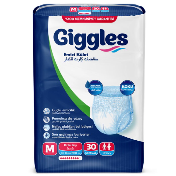 Giggles Yetişkin Emici Külot Bez Orta Boy M Beden 30'lu Paket