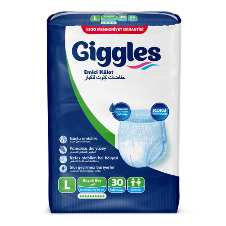 Giggles Yetişkin Emici Külot Bez Büyük Boy L Beden 30'lu Paket