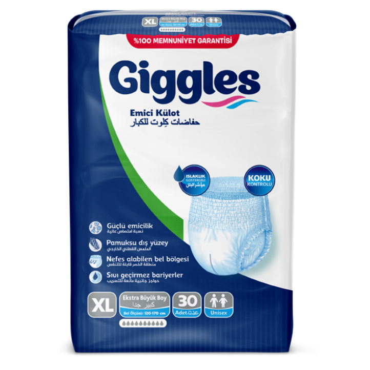 Giggles Yetişkin Emici Külot Bez Ekstra Büyük Boy XL Beden 30'lu Paket
