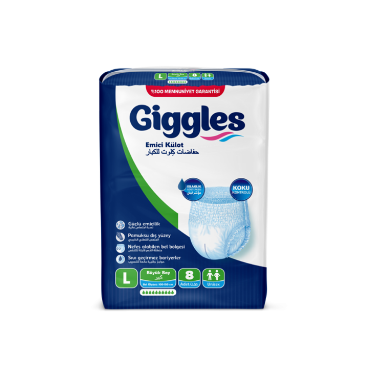 Giggles Yetişkin Emici Külot Bez Büyük Boy L Beden 8'li Paket