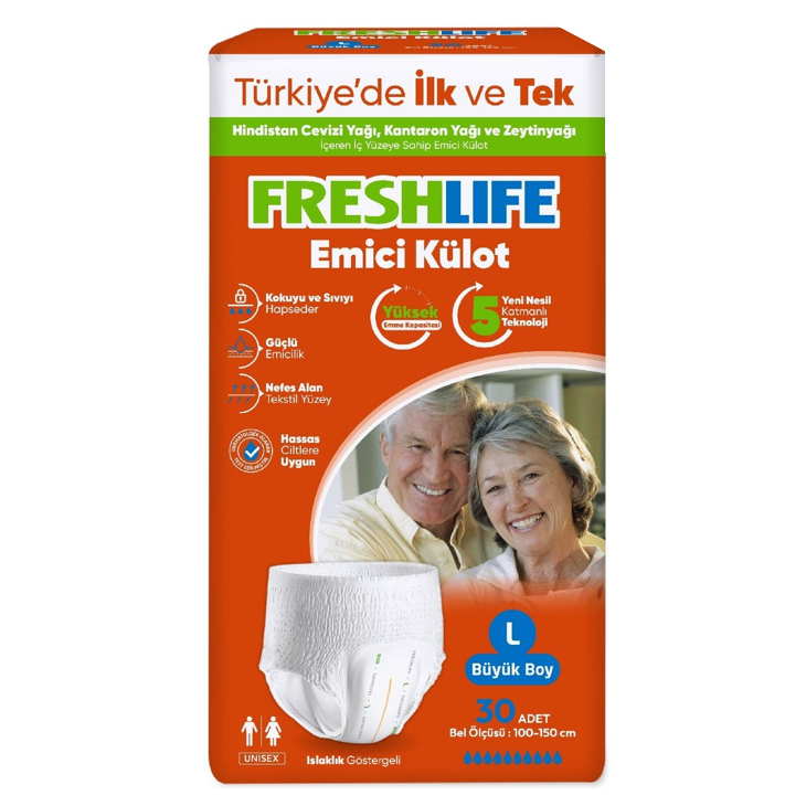 Freshlife Emici Külot Bez Büyük Boy L Beden 30’lu Paket
