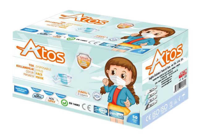 Atos Meltblown Çocuk Cerrahi Maskesi 50'li Kutu