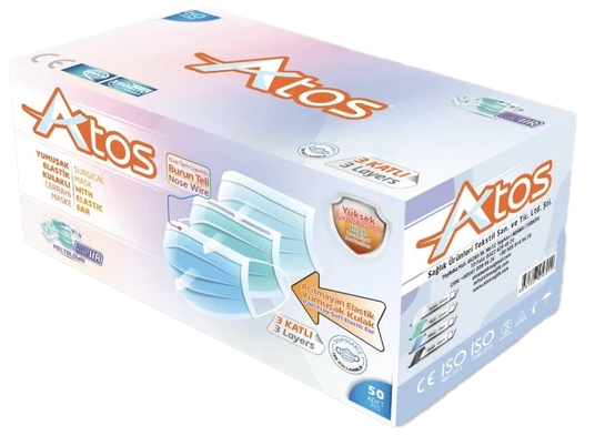 MASKE ATOS MELTBLOWN LASTİKLİ MAVİ