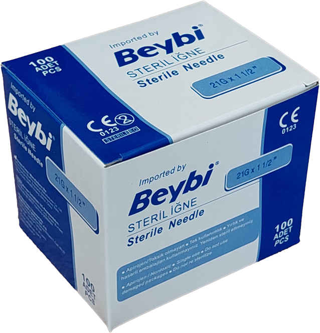 Beybi 21G Yeşil Steril İğne Ucu 100'lü Kutu