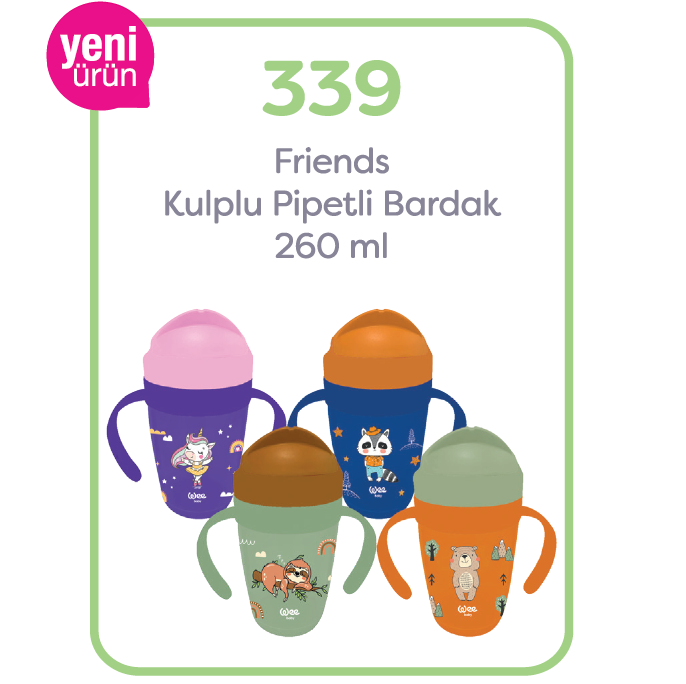 Wee Baby Friends Kulplu Pipetli Bardak 265 ml 6+ Ay