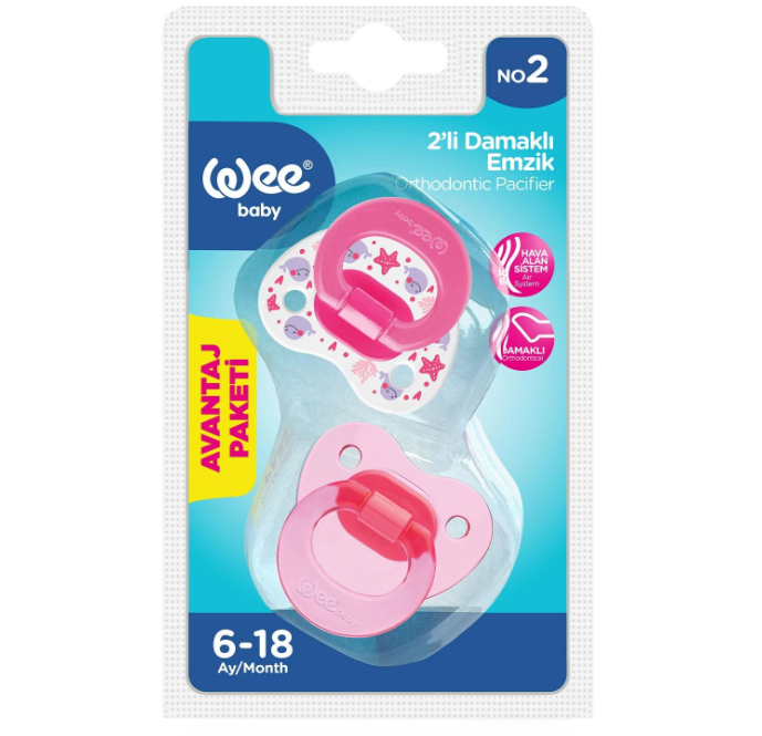 Wee Baby 2'li Damaklı Silikon Emzik No:2 6-18 Ay