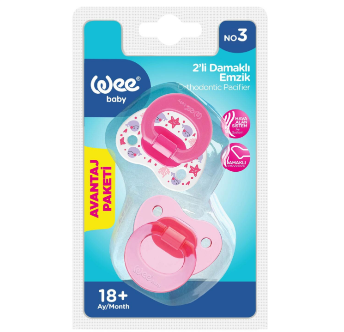 Wee Baby 2'li Damaklı Silikon Emzik No:3 18+ Ay