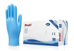 Beybi Mavi Pudrasız Nitril Eldiven Medium (M) 100'lü