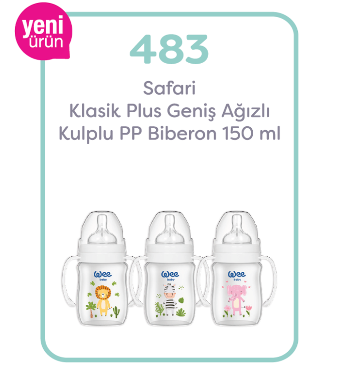 Wee Baby Safari Kulplu PP Biberon 150 ml 0-6 Ay