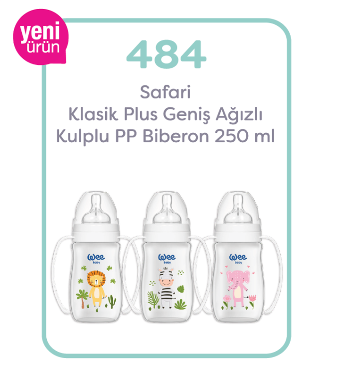 Wee Baby Safari Kulplu PP Biberon 250 ml 0-6 Ay