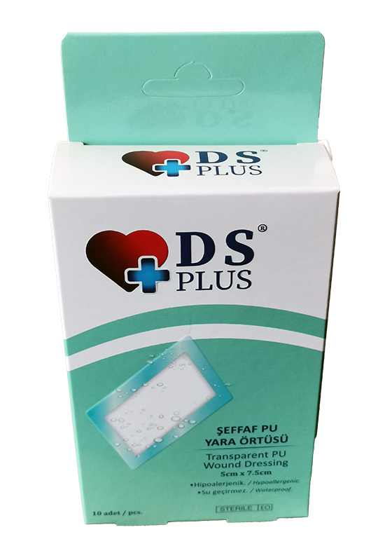 DS Plus Steril Şeffaf PU Yara Örtüsü 5 x 7.5 cm 10'lu Paket