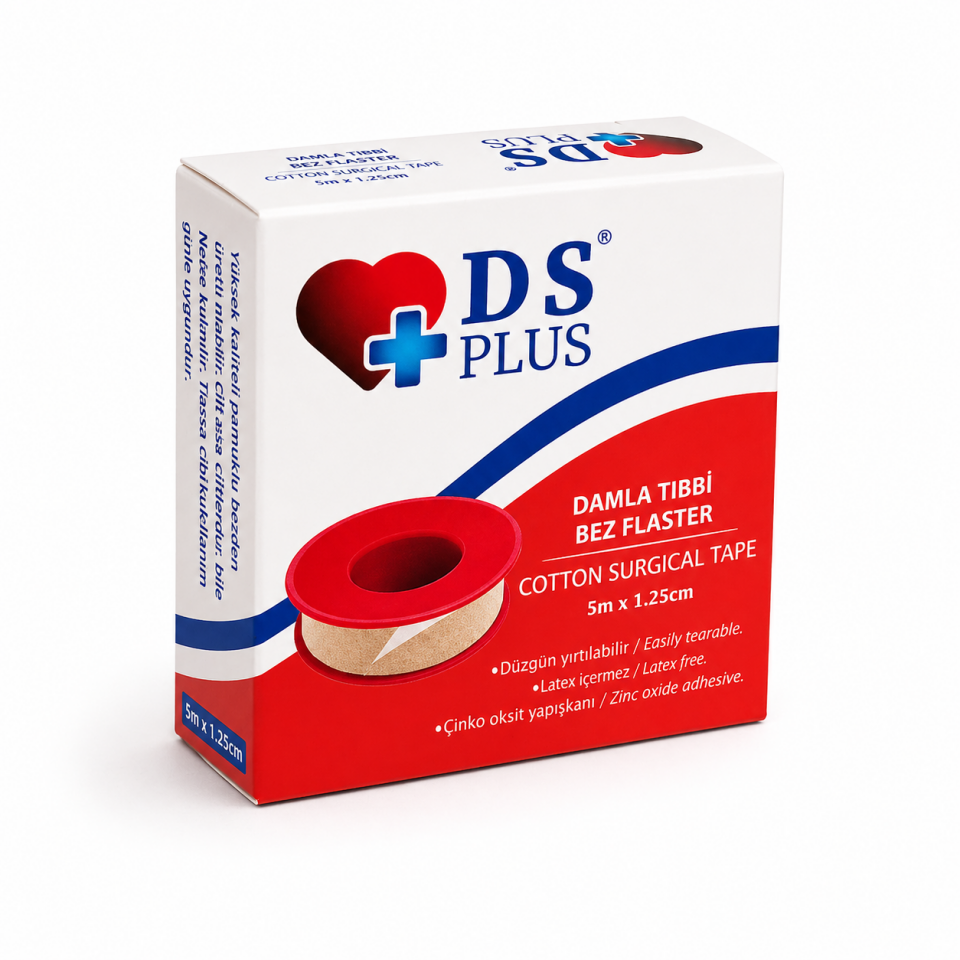DS Plus Çinko Oksitli Tıbbi Bez Flaster 5 m x 1.25 cm