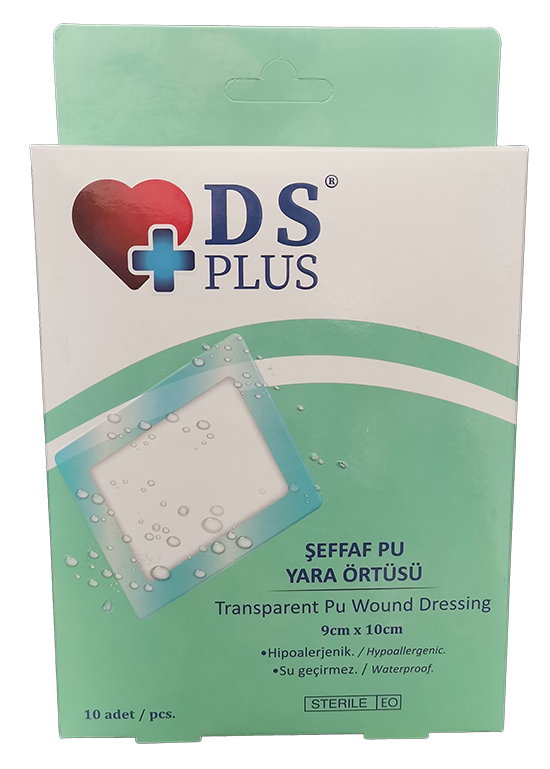 DS Plus Steril Şeffaf PU Yara Örtüsü 9x10 cm 10'lu Paket