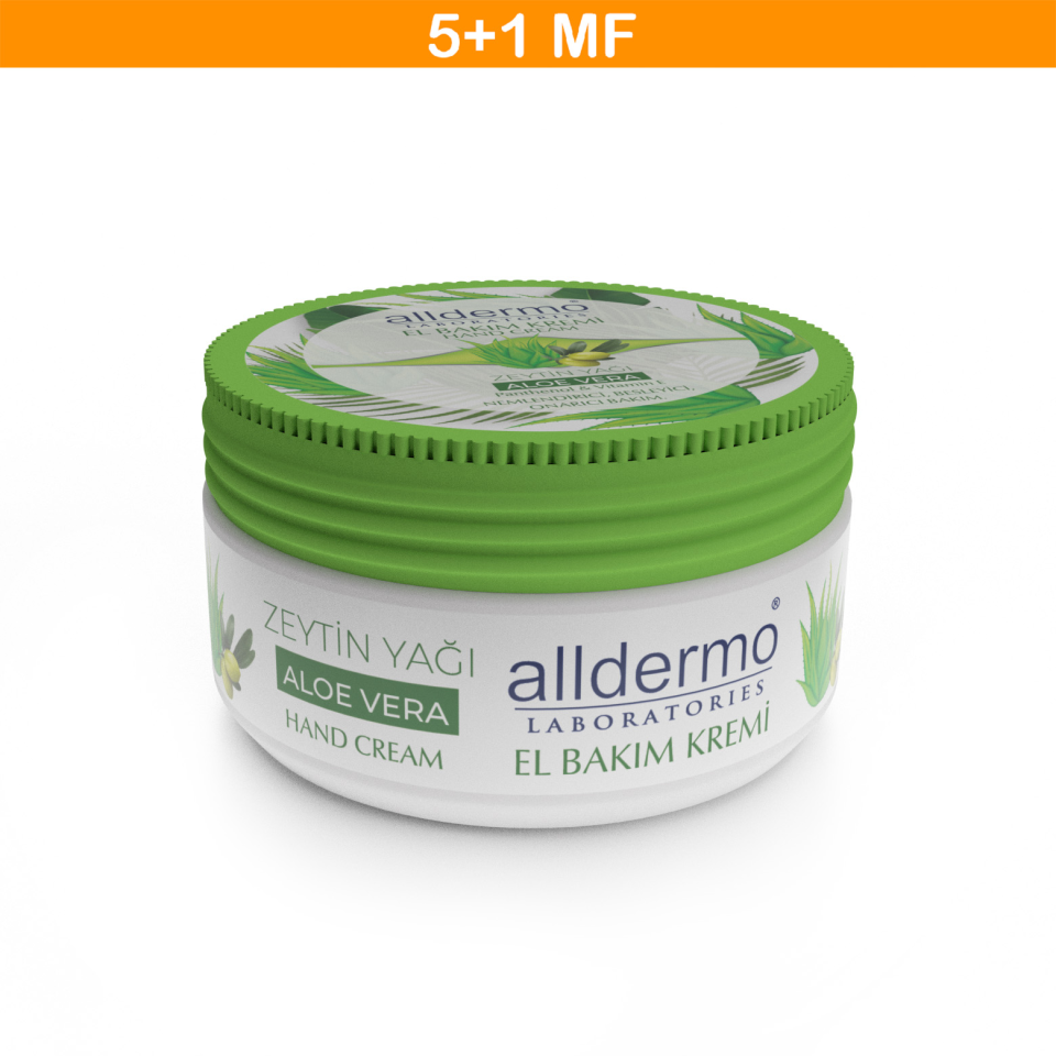 ALLDERMO NEMLENDİRİCİ EL BAKIM KREM ALOE VERA - ZEYTİN YAĞI (KAVANOZ) 150 ML