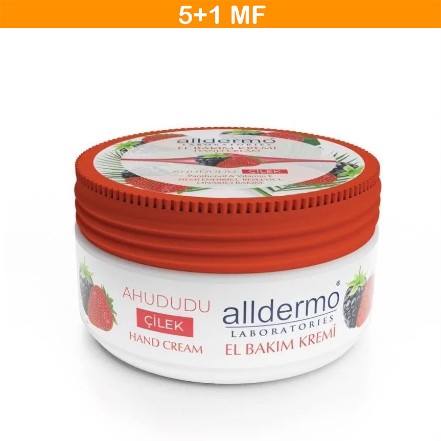 ALLDERMO NEMLENDİRİCİ EL BAKIM KREM AHUDUDU - ÇİLEK (KAVANOZ) 150 ML