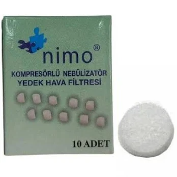 Nimo Kompresörlü Nebülizatör Yedek Hava Filtresi 10'lu Paket