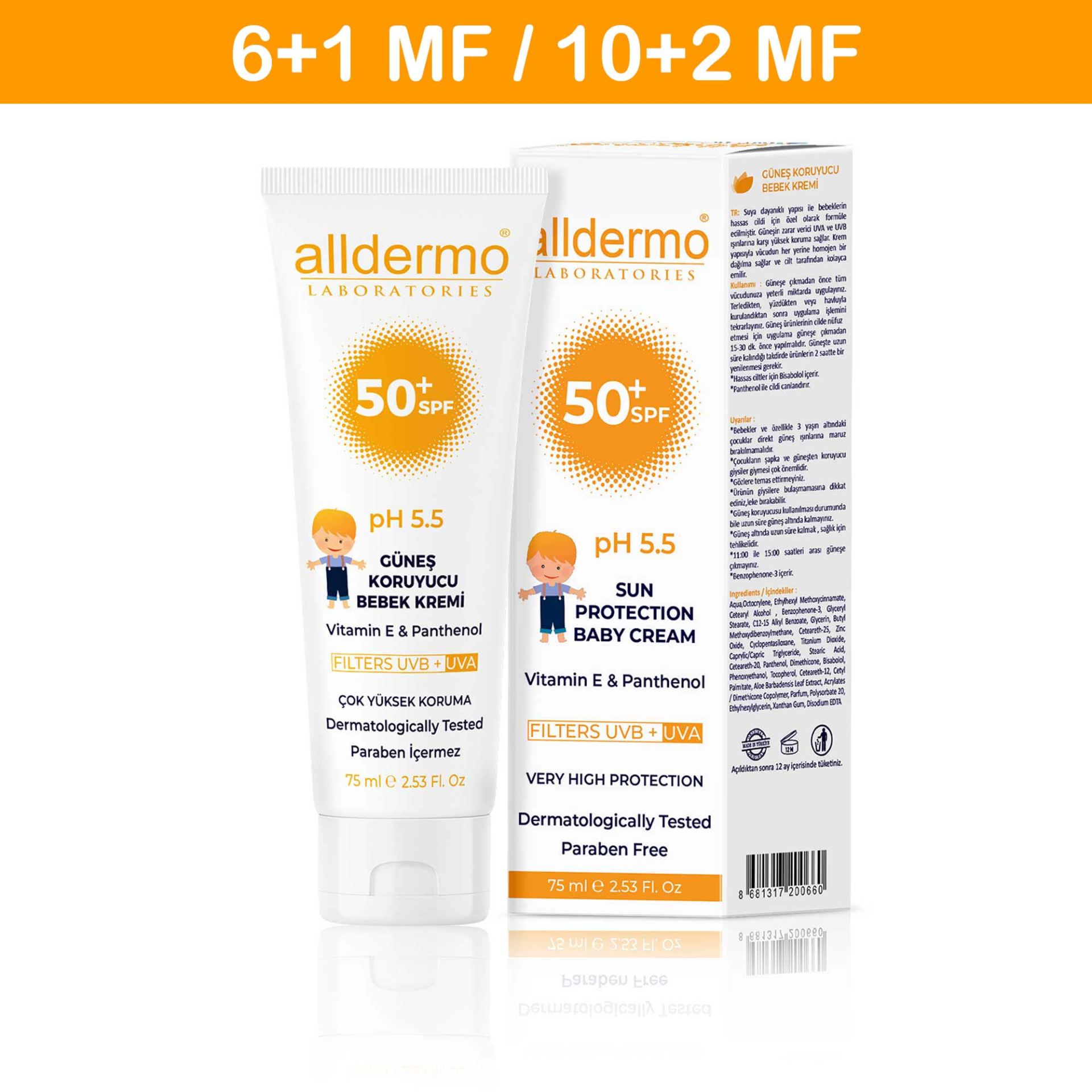 ALLDERMO SPF50+ BEBEK GÜNEŞ KREM 75 ML
