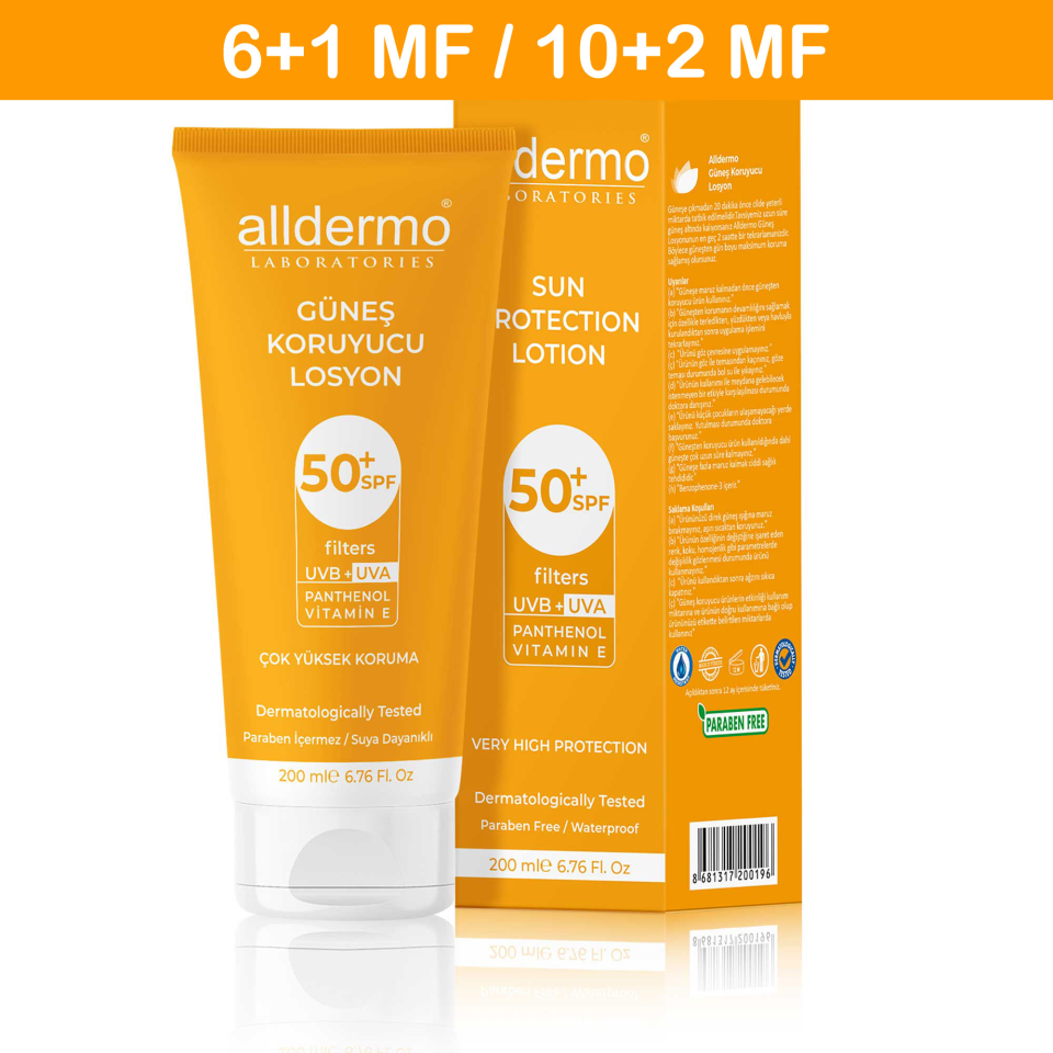 Alldermo SPF 50+ Güneş Losyonu 200 ml