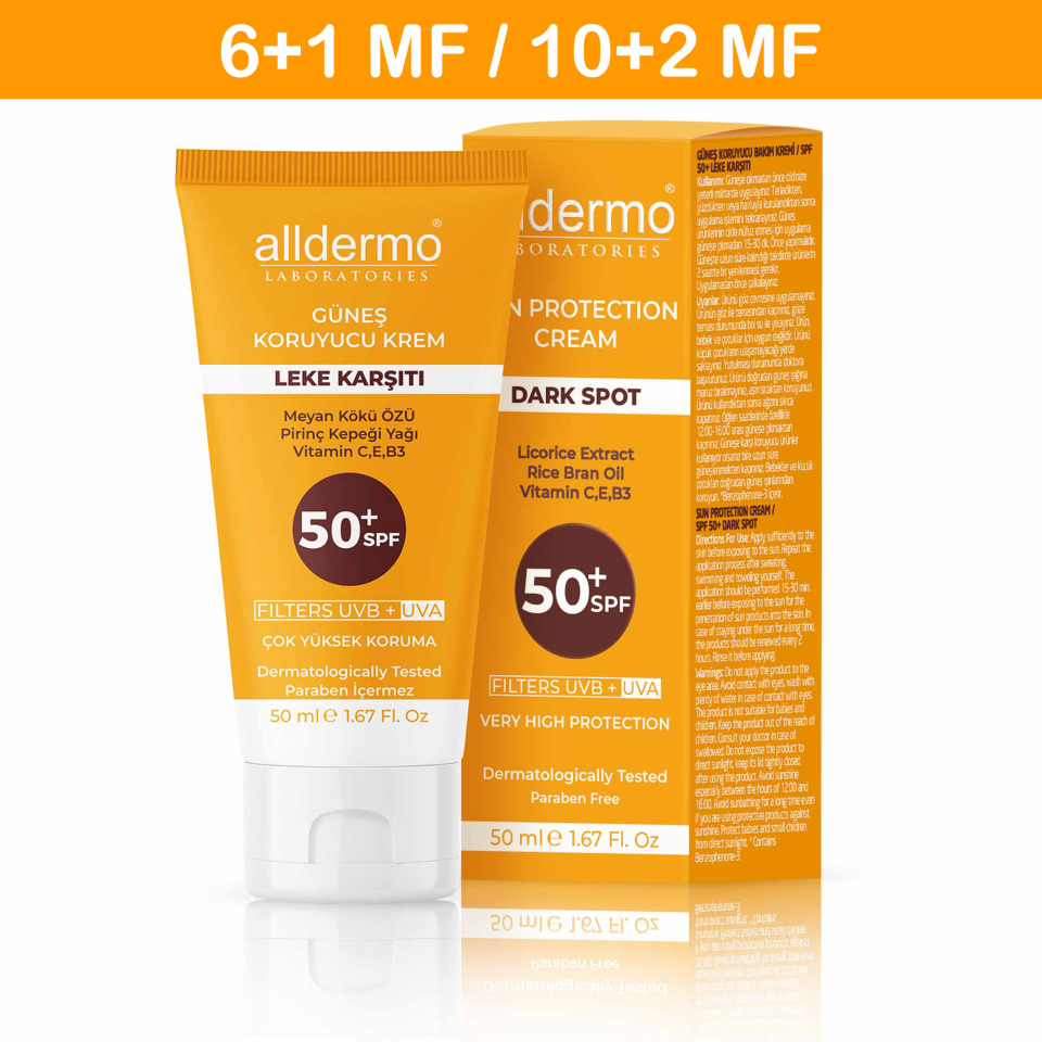 Alldermo SPF 50+ Leke Karşıtı Güneş Kremi 50 ml