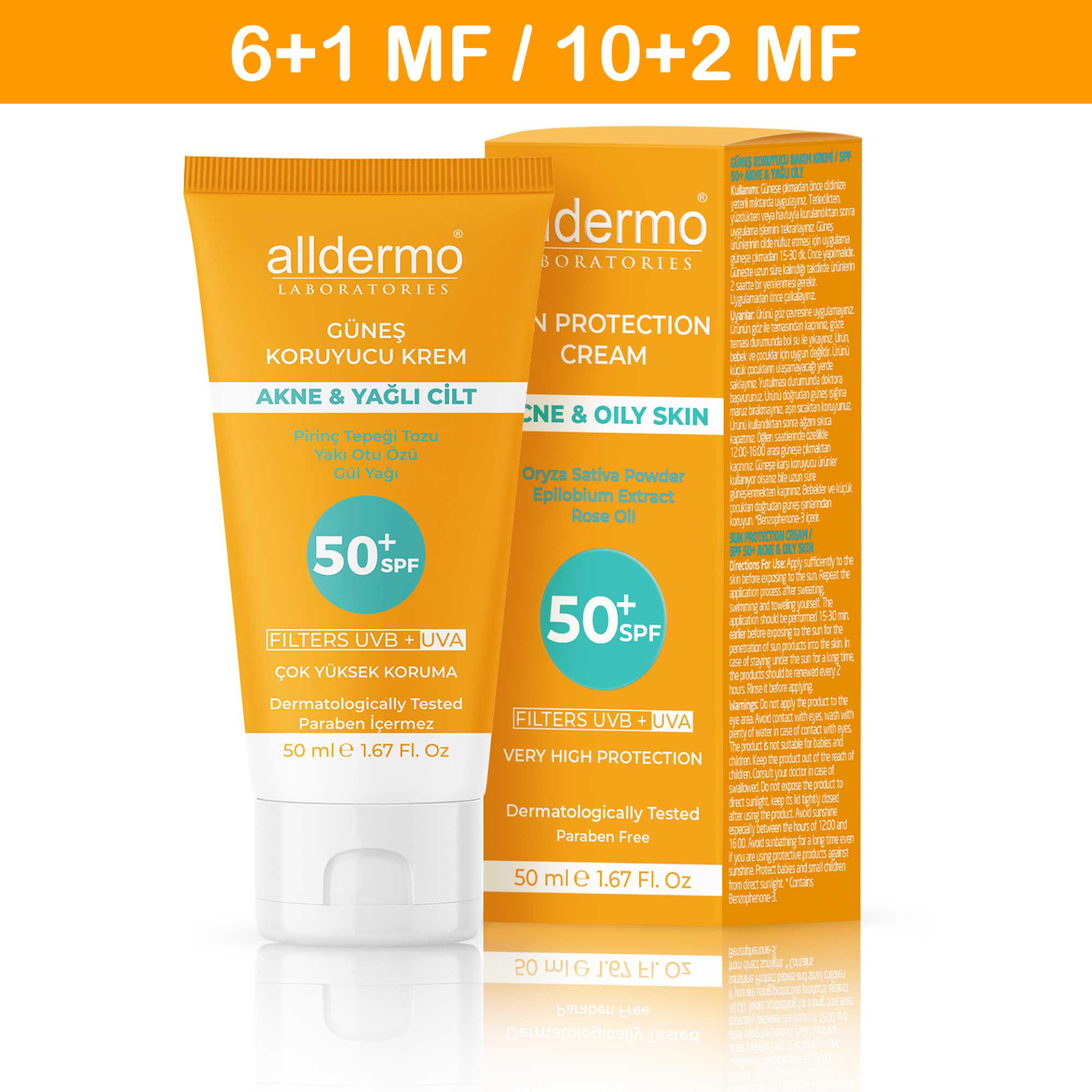 ALLDERMO SPF 50+ AKNE-YAĞLI CİLT GÜNEŞ KREM 50 ML