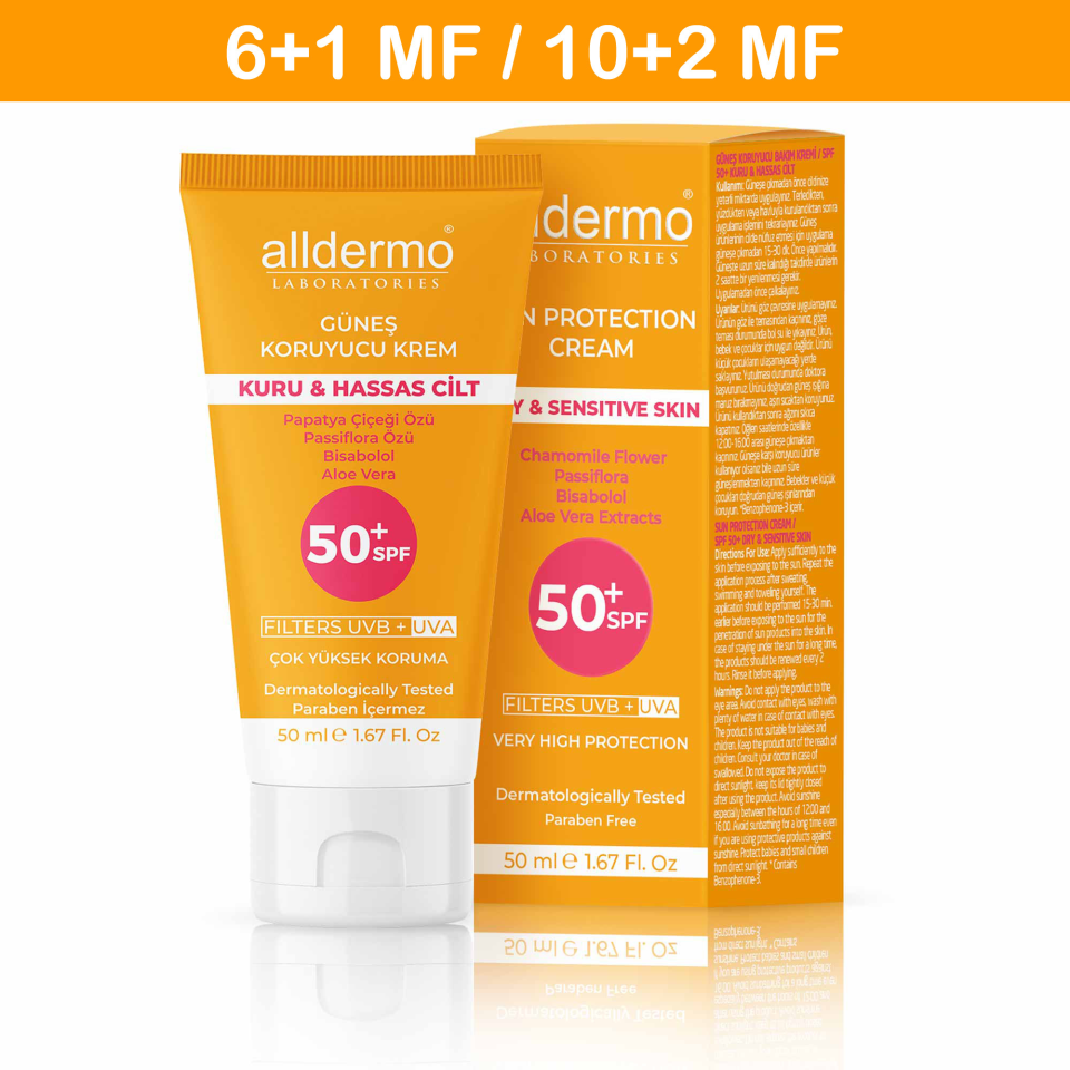 ALLDERMO SPF 50+ KURU HASSAS CİLT GÜNEŞ KREM 50 ML