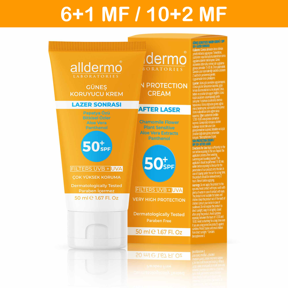 Alldermo SPF 50+ Lazer Sonrası Güneş Kremi 50 ml