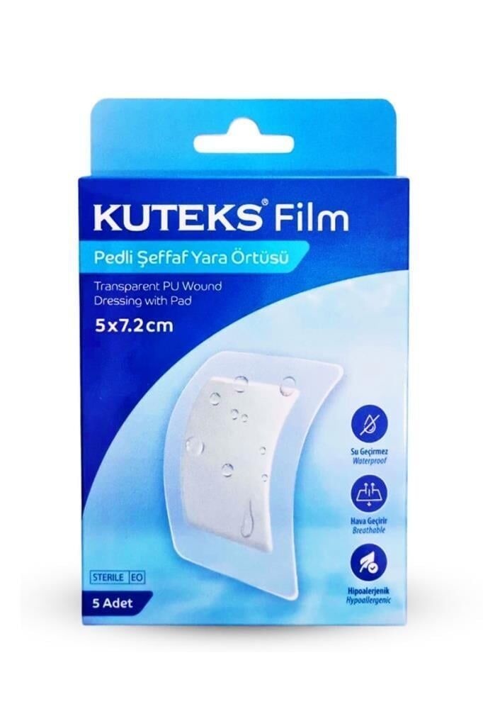 Şeffaf Yara Örtüsü Kuteks Steril Film Pedli 5 cm x 7.2 cm 5’li