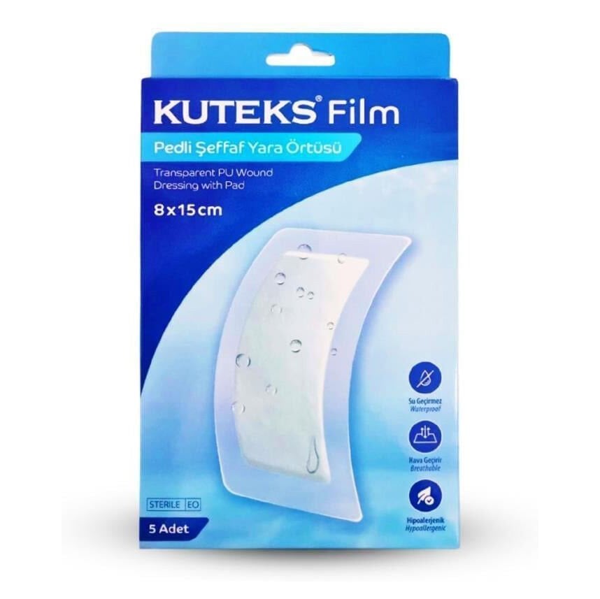 STERİL FİLM PEDLİ ŞEFFAF YARA ÖRTÜSÜ - KUTEKS 8CM X 15CM 5Lİ