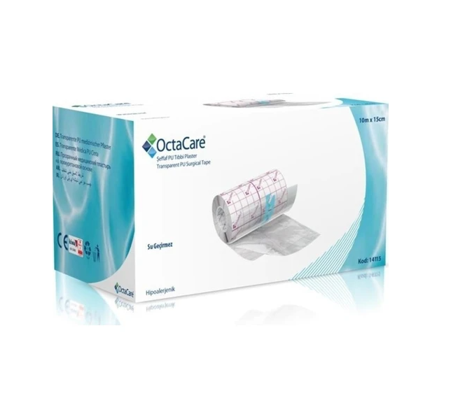 Su Geçirmez Flaster OctaCare Şeffaf P.U. 10 m x 15 cm