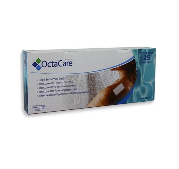 Steril Yara Örtüsü OctaCare Şeffaf PU 9x25 cm 25’li