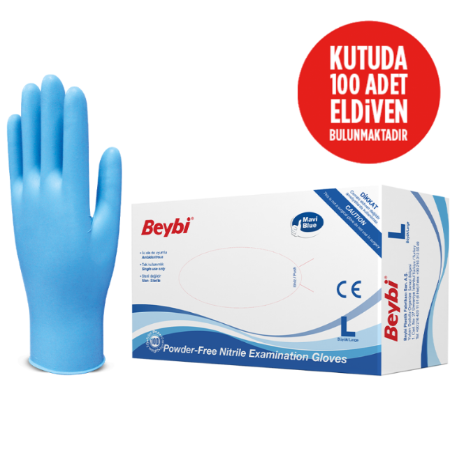 Nitril Eldiven Beybi Mavi Large (L)