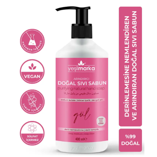Yeşilmarka Arındırıcı Doğal Sıvı Sabun Gül 400 ml