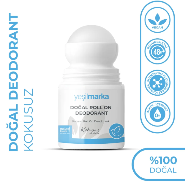 Yeşilmarka Doğal Deodorant Kokusuz 50 ml Alüminyumsuz Roll On