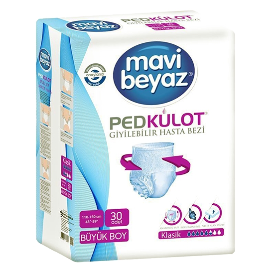 Mavi Beyaz Külot Bez L 30 Adet (Büyük Boy)