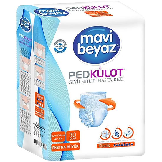 MAVİ BEYAZ KÜLOT BEZ XL (EKSTRA BÜYÜK) BEDEN 30'LU
